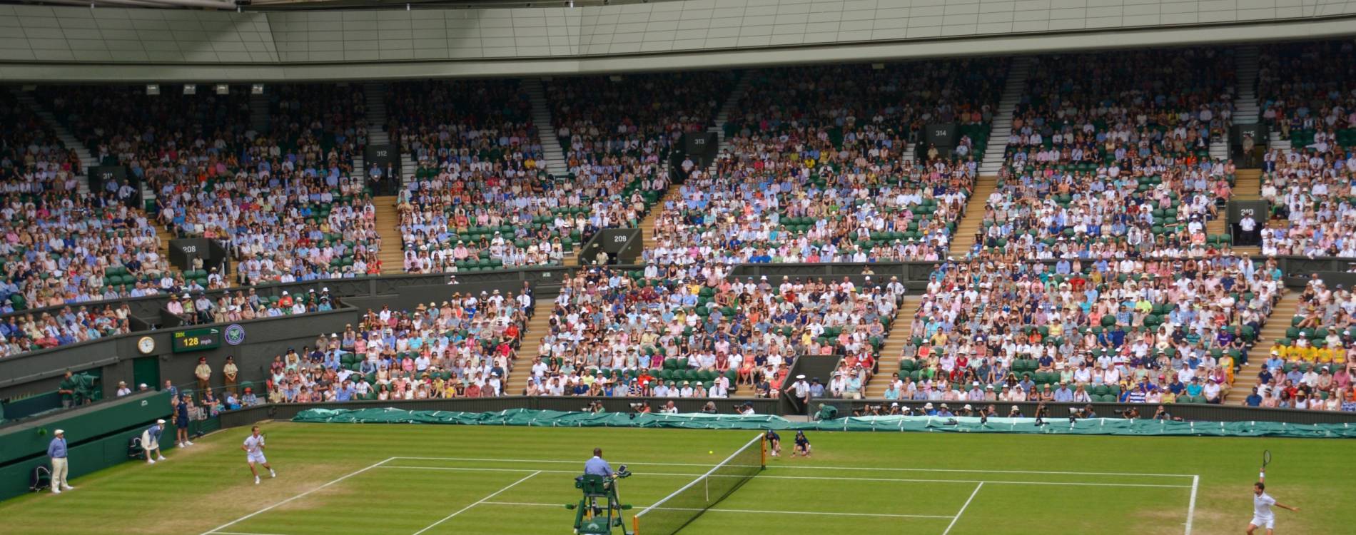 Richard Gasquet and Grigor Dimitrov competing on Centre Court