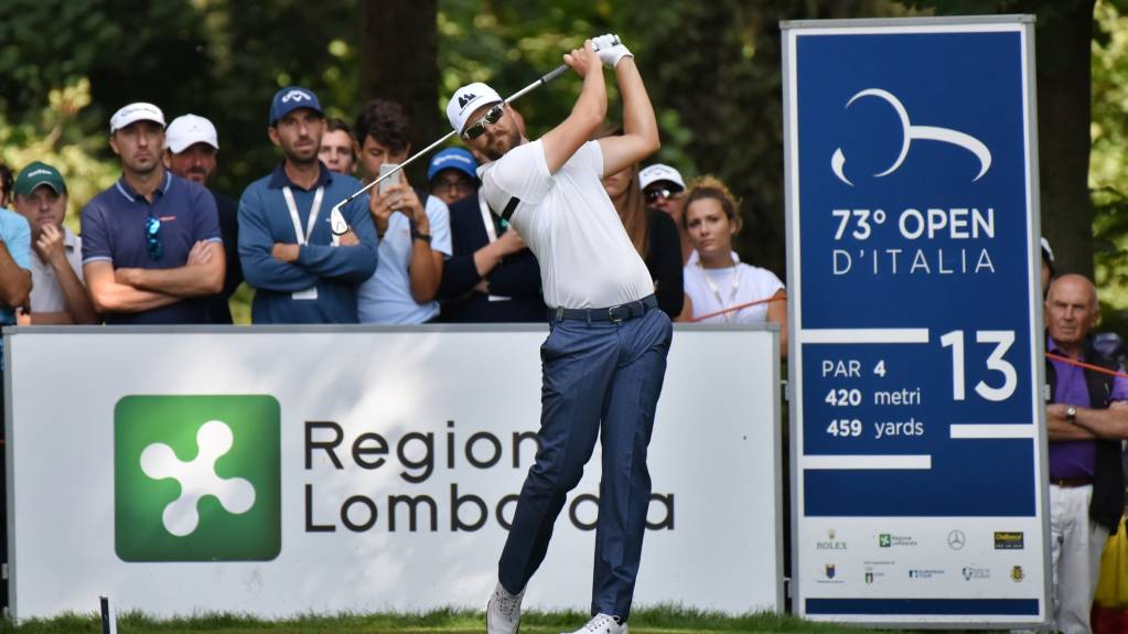 Rikard Karlberg tees off at the Italian Open