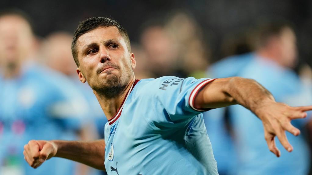 Rodri celebrates a Man City victory