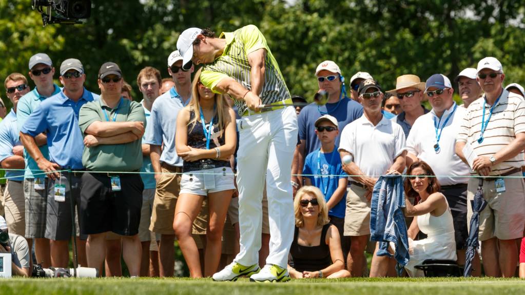 Rory McIlroy tees off at the Memorial Tournament