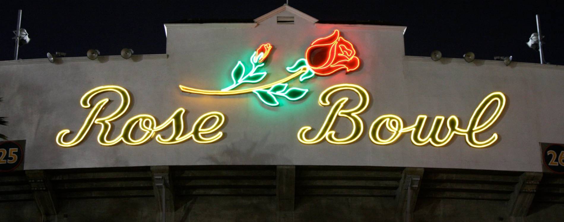 Rose Bowl Stadium at night