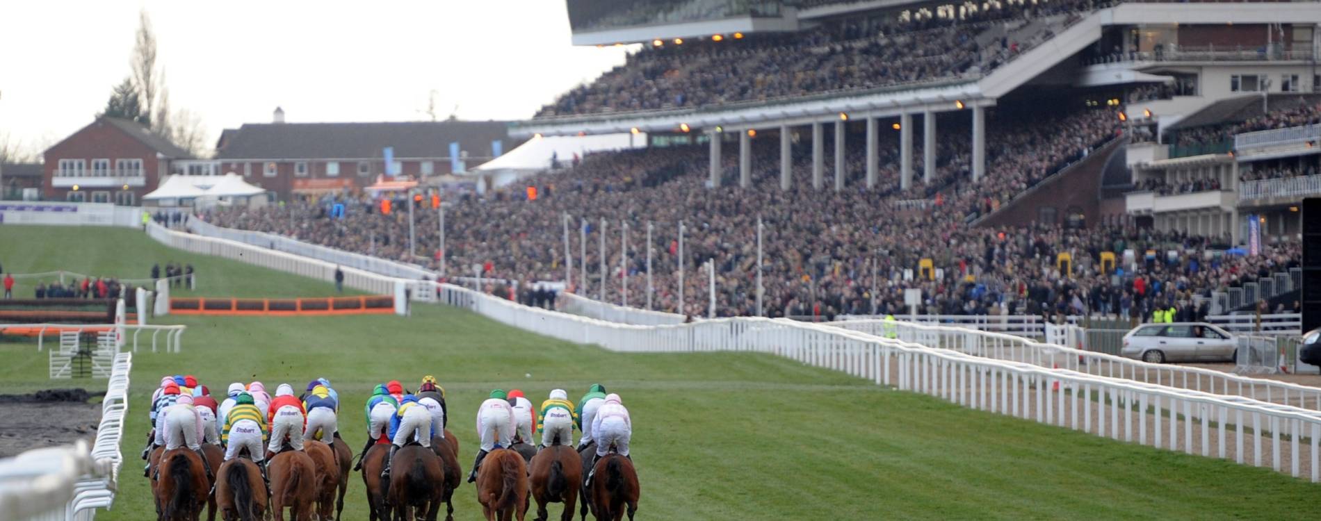 Runners by the stands at Cheltenham Festival