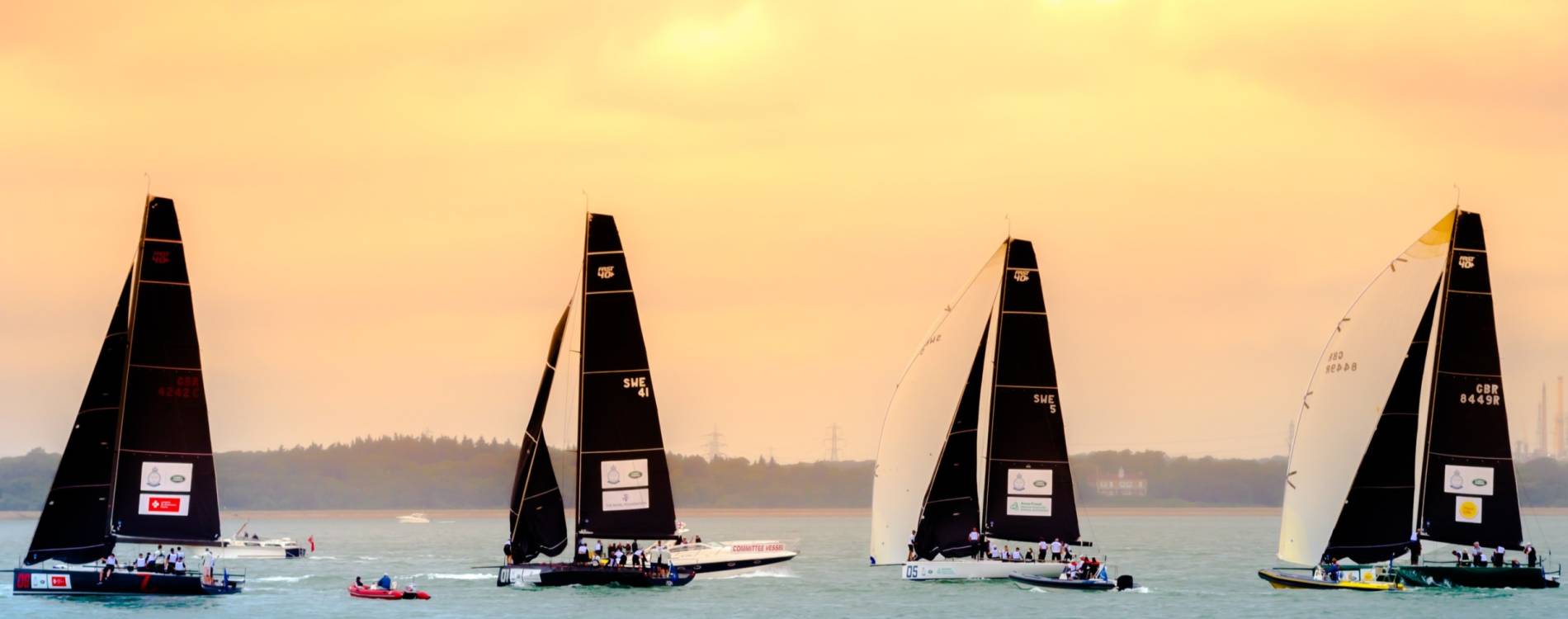 Sailing boats racing during Cowes Week
