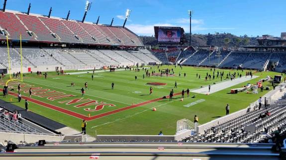 San Diego Aztecs and UNLV Rebels warm up before a game