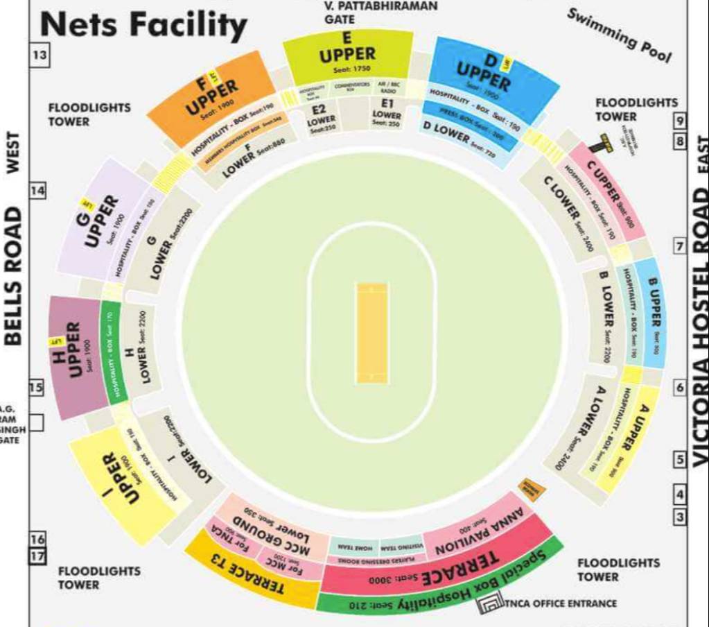 MA Chidambaram Stadium Map