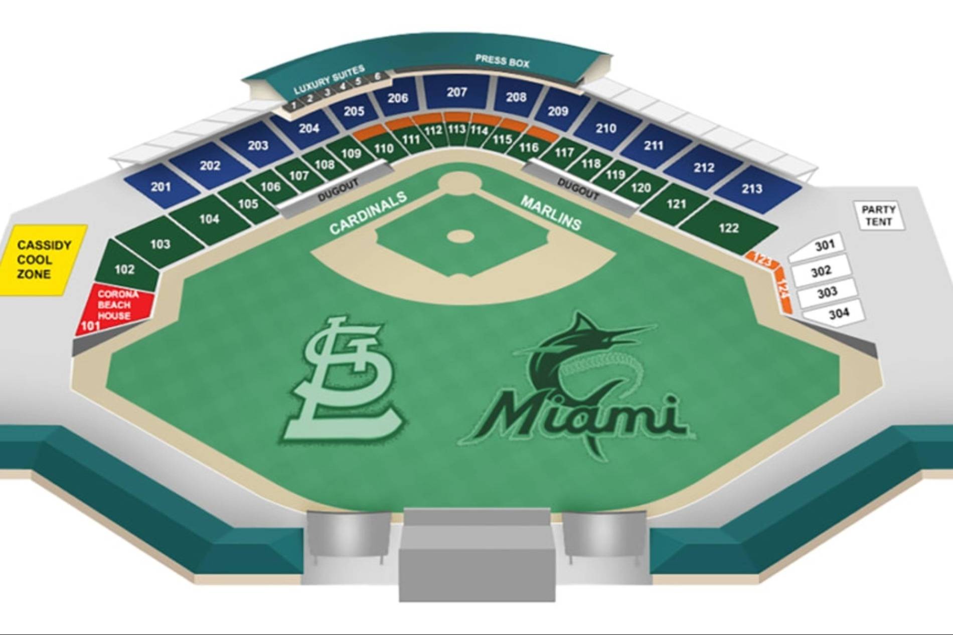 Spring Training St Louis Cardinals V Houston Astros Tickets 21 Mar   Seating Chart For Roger Dean Chevrolet Stadium V2 50325 