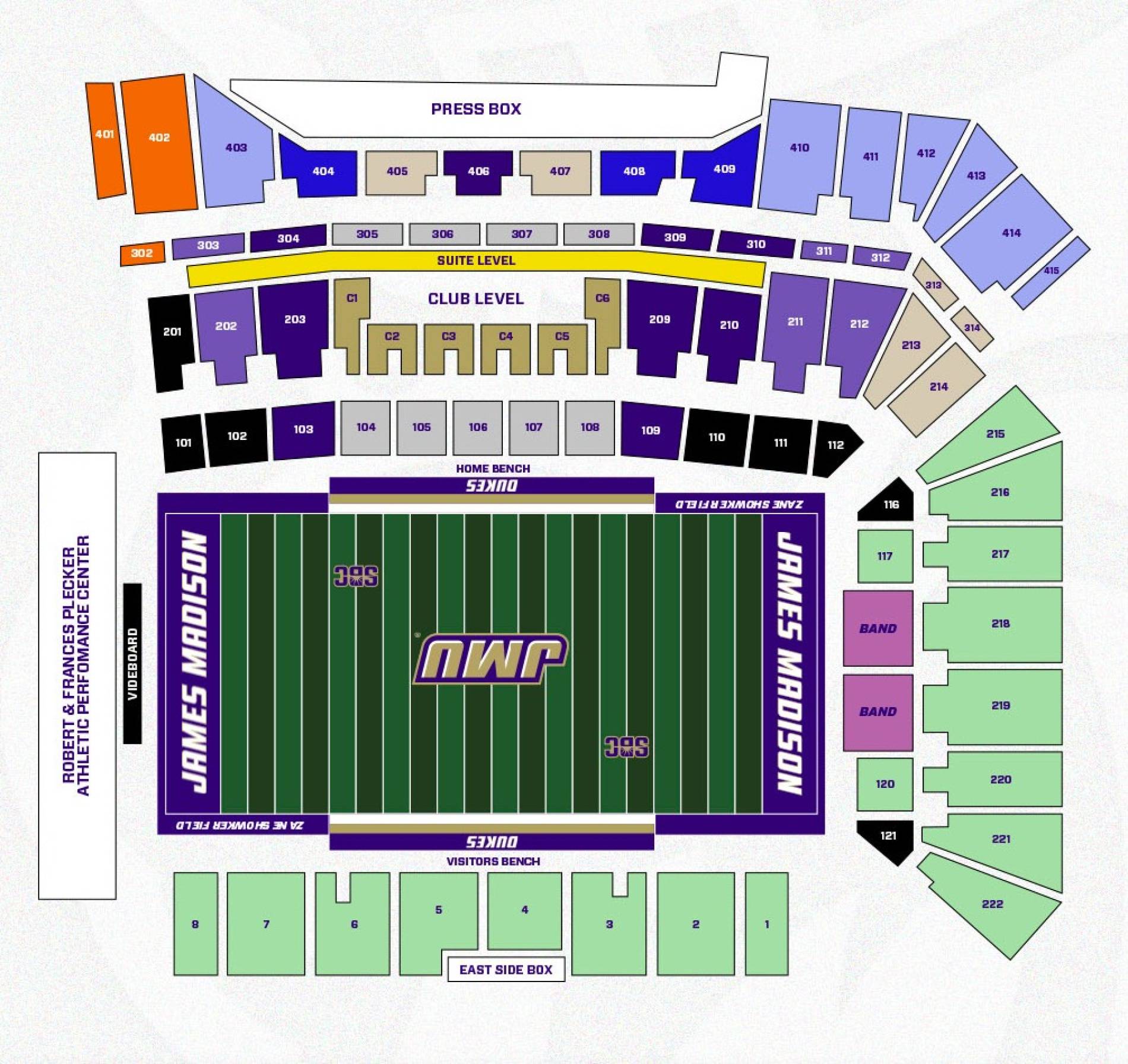 Bridgeforth Stadium Map