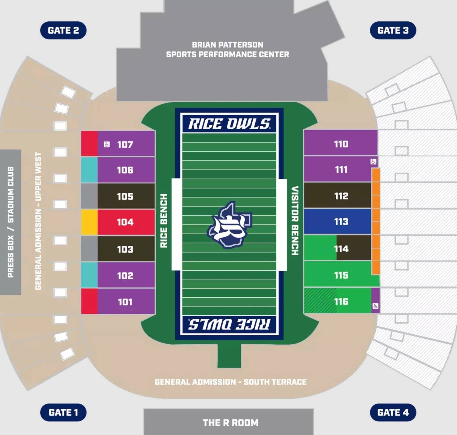Rice Stadium Map
