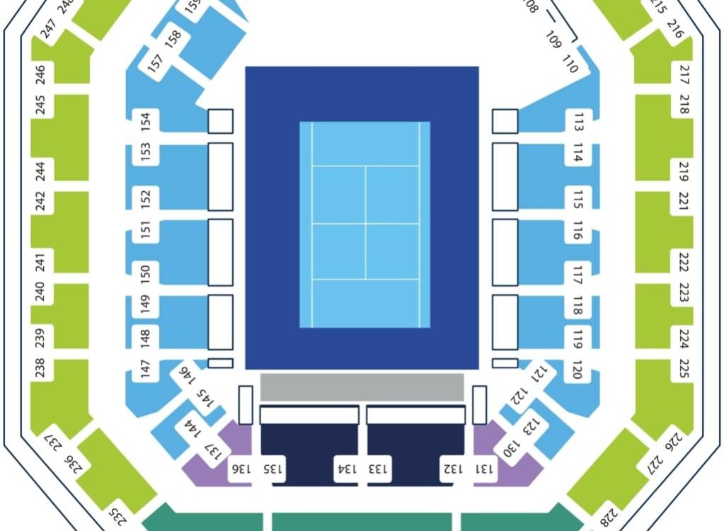 Seating Map - Premium Corner seating is highlighted in purple