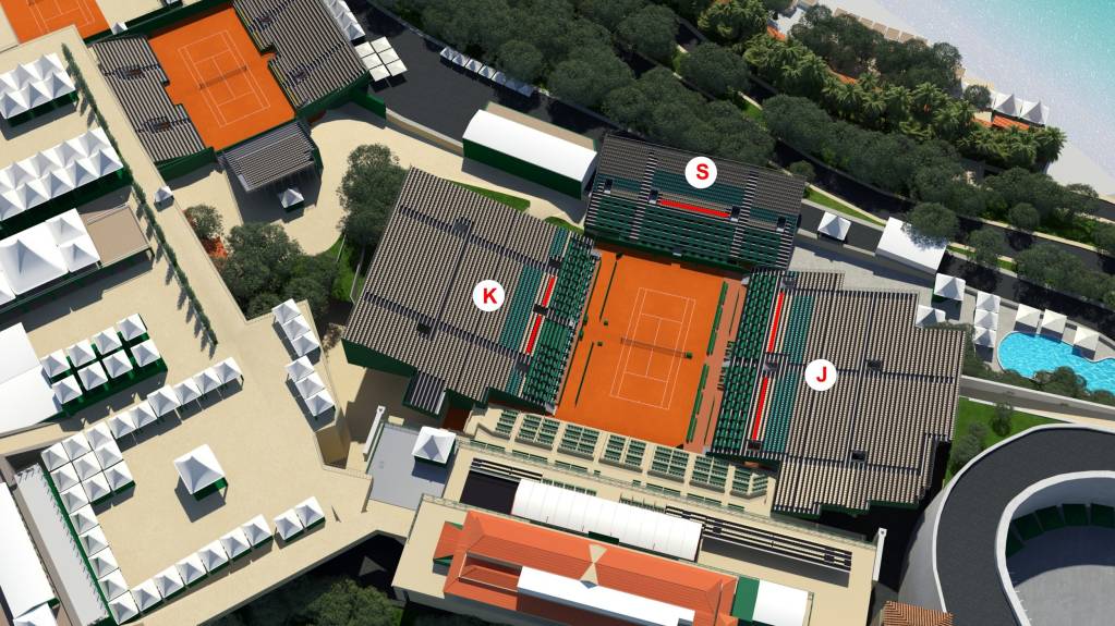 Seating Map - Super Category Elegance: Gold seating sections are highlighted in red