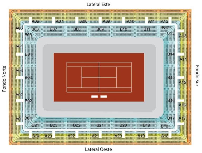 Seating Map - Upper seating is highlighted in yellow and orange