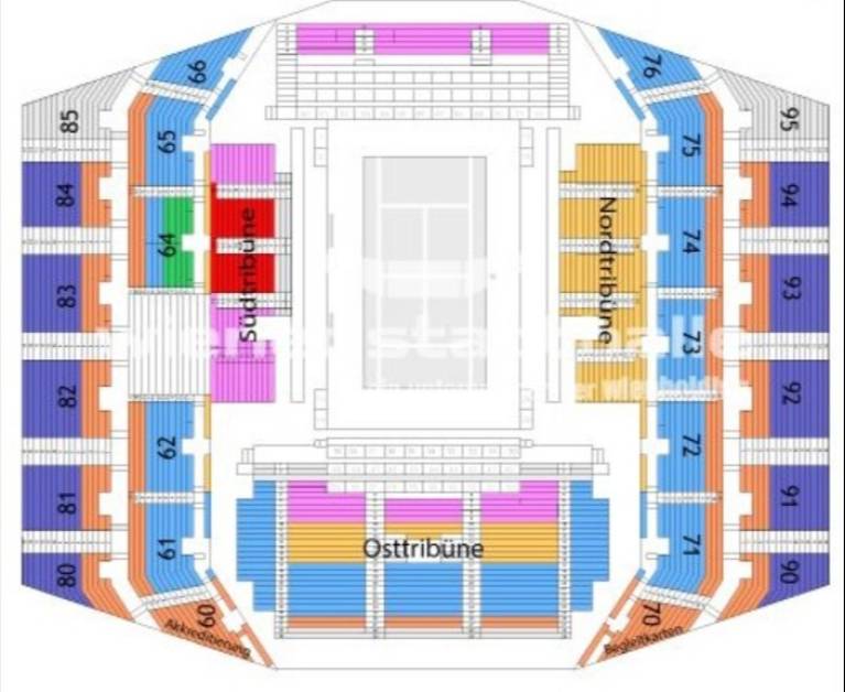 Seating Map - VIP seating is highlighted in red and green