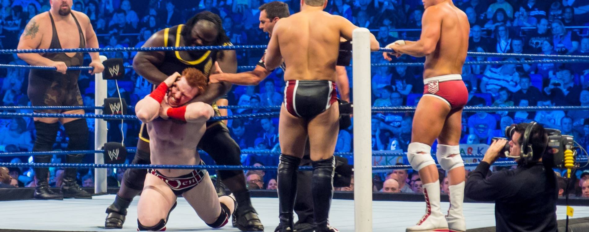 Sheamus tries to escape a submission hold on Friday Night SmackDown