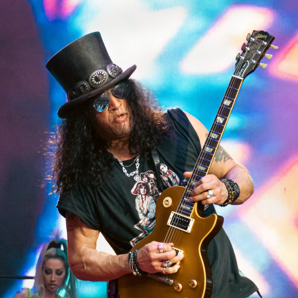 Slash performing live with Guns N' Roses at the Tottenham Hotspur Stadium in London
