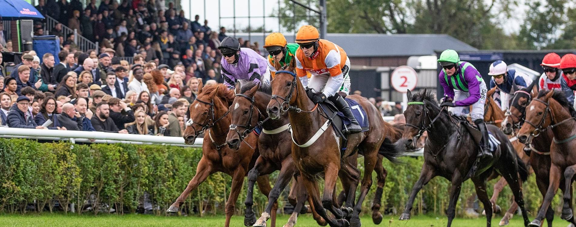 Sprinting by the stands at Sedgefield