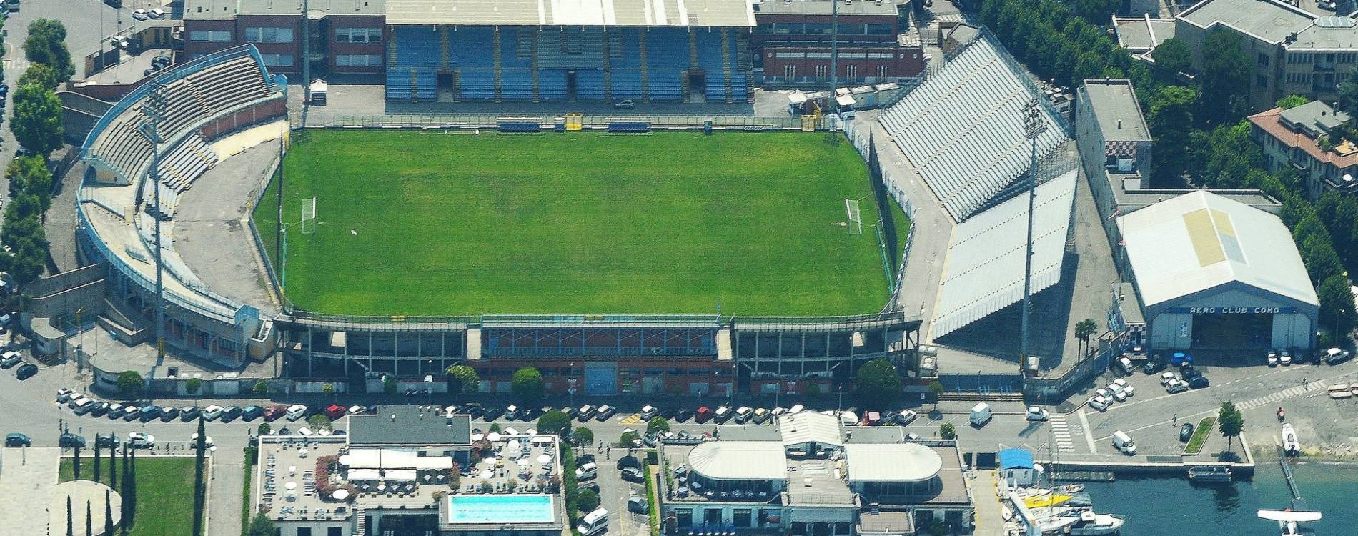 Stadio Giuseppe Sinigaglia stands on the shore of Lake Como