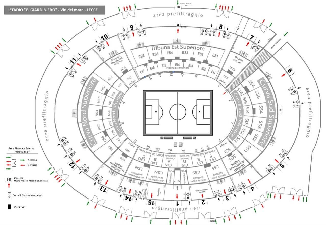 Stadio Ettore Giardiniero - Via del Mare Map