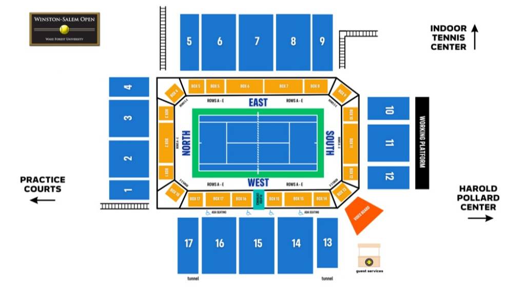 Wake Forest University Tennis Complex Map