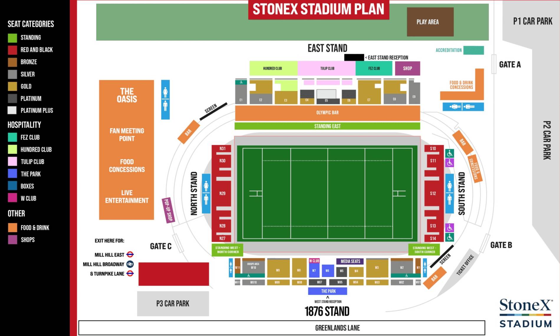 StoneX Stadium (Barnet Copthall) Map