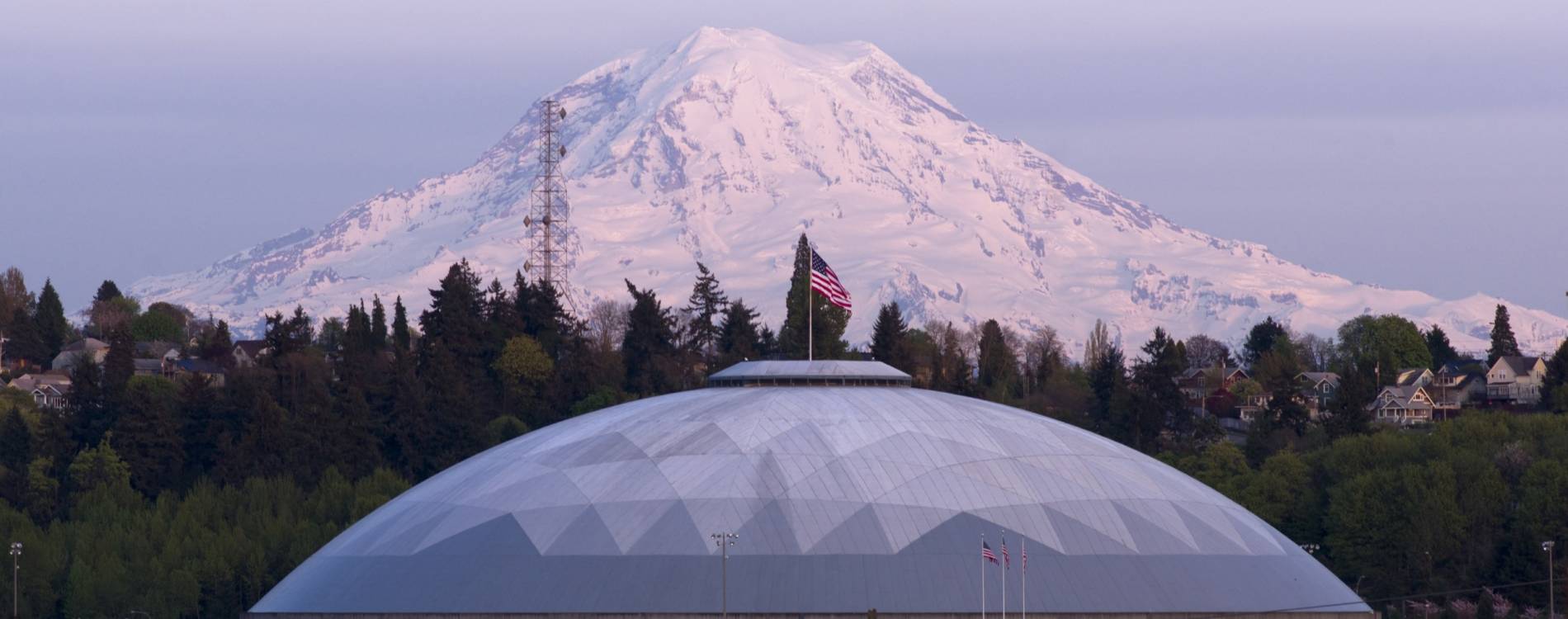 Tacoma Dome backed by Mount Rainier