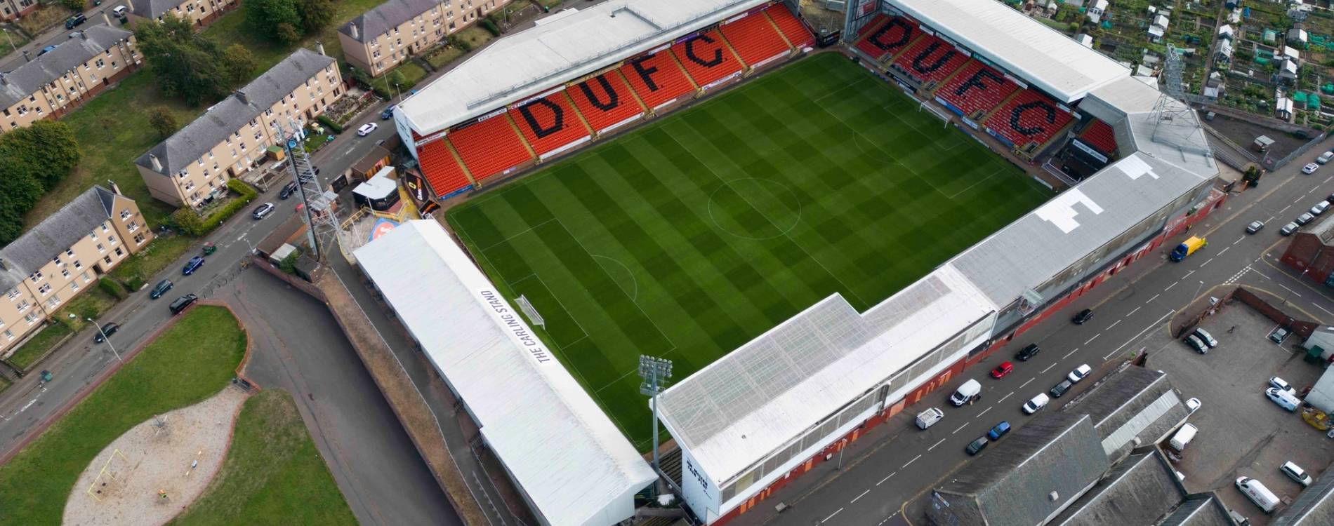 Tannadice Park is just 200 yards from Dens Park
