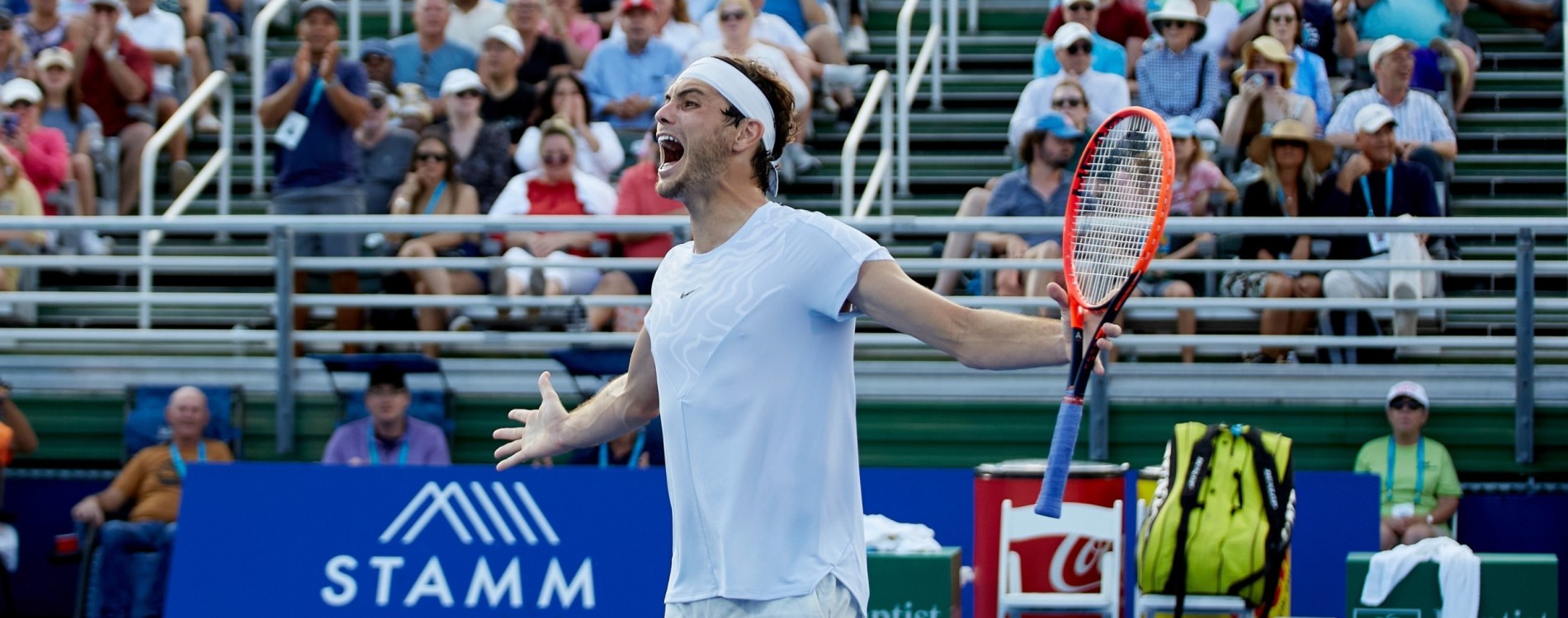 Taylor Fritz celebrates at the Delray Beach Open