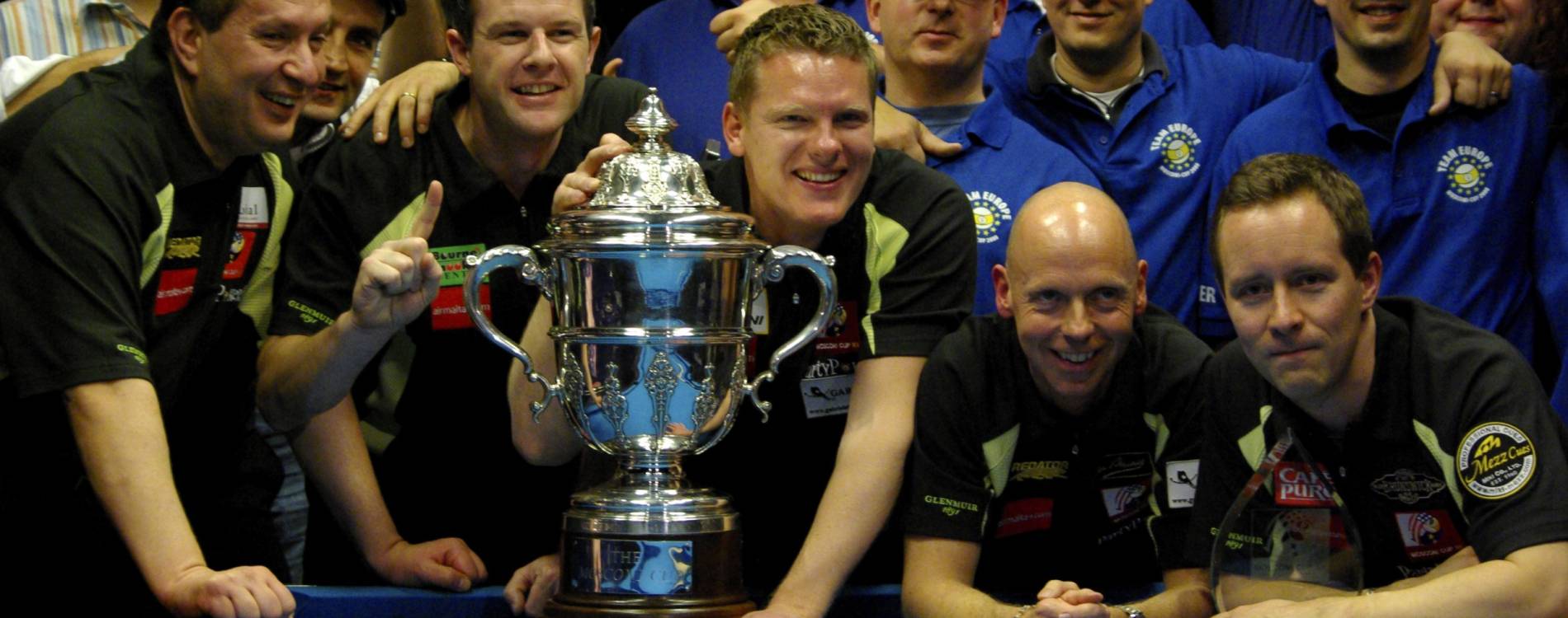Team Europe celebrate winning the 2008 Mosconi Cup