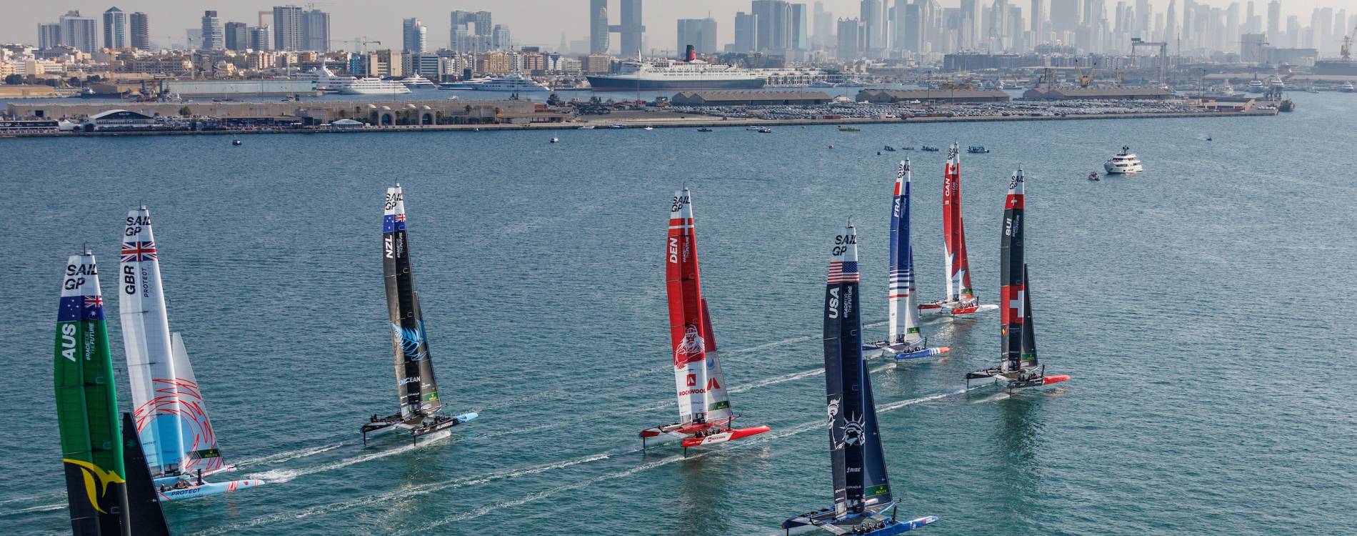Teams race in the Dubai Sail Grand Prix