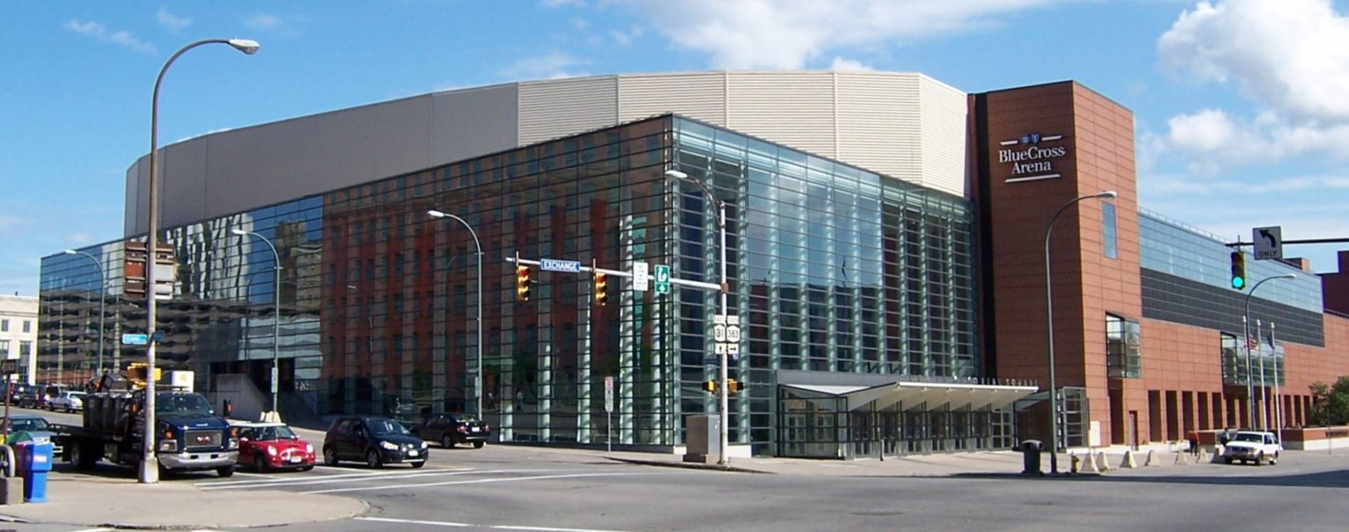 The exterior of Blue Cross Arena