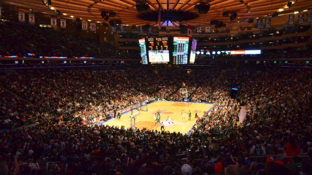 The Knicks playing at Madison Square Garden