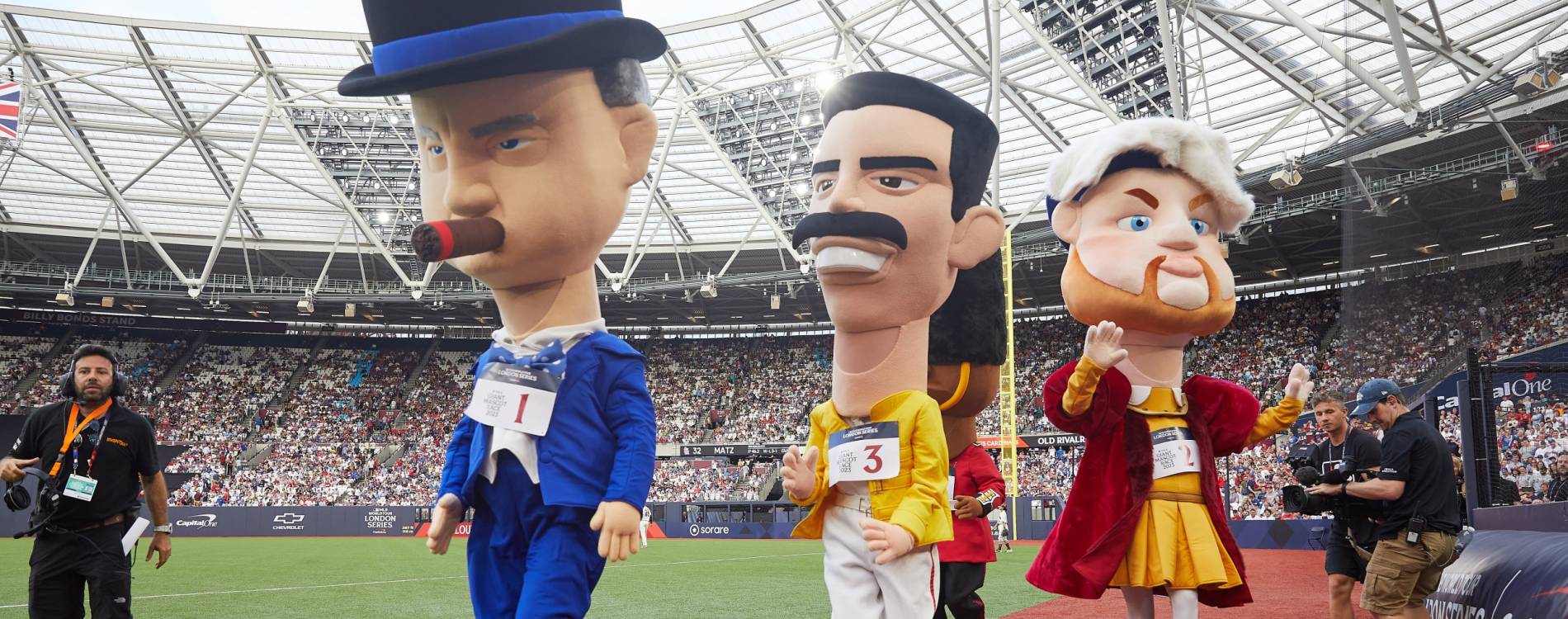 The mascot race is a popular part of MLB's London Series