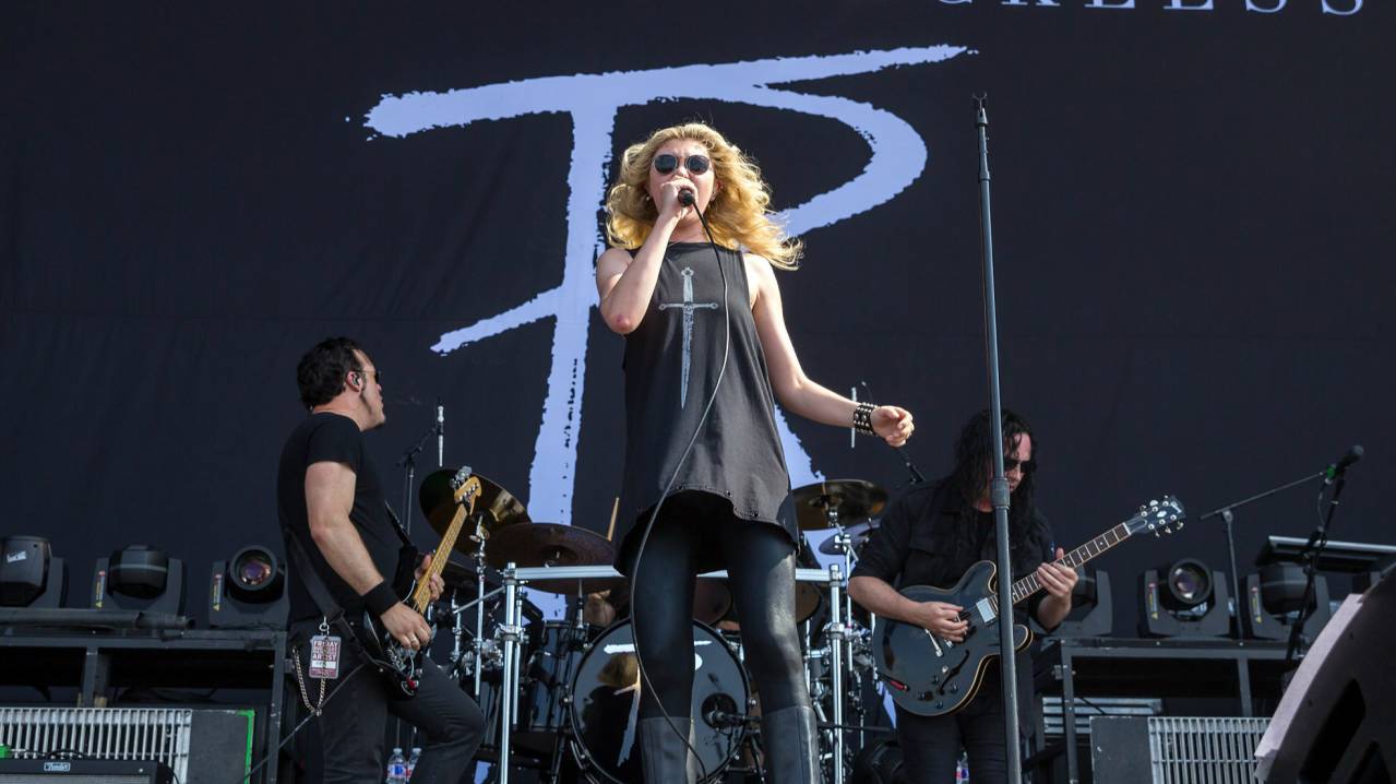 The Pretty Reckless performing at the River City Rockfest at the AT&T Center in San Antonio, Texas