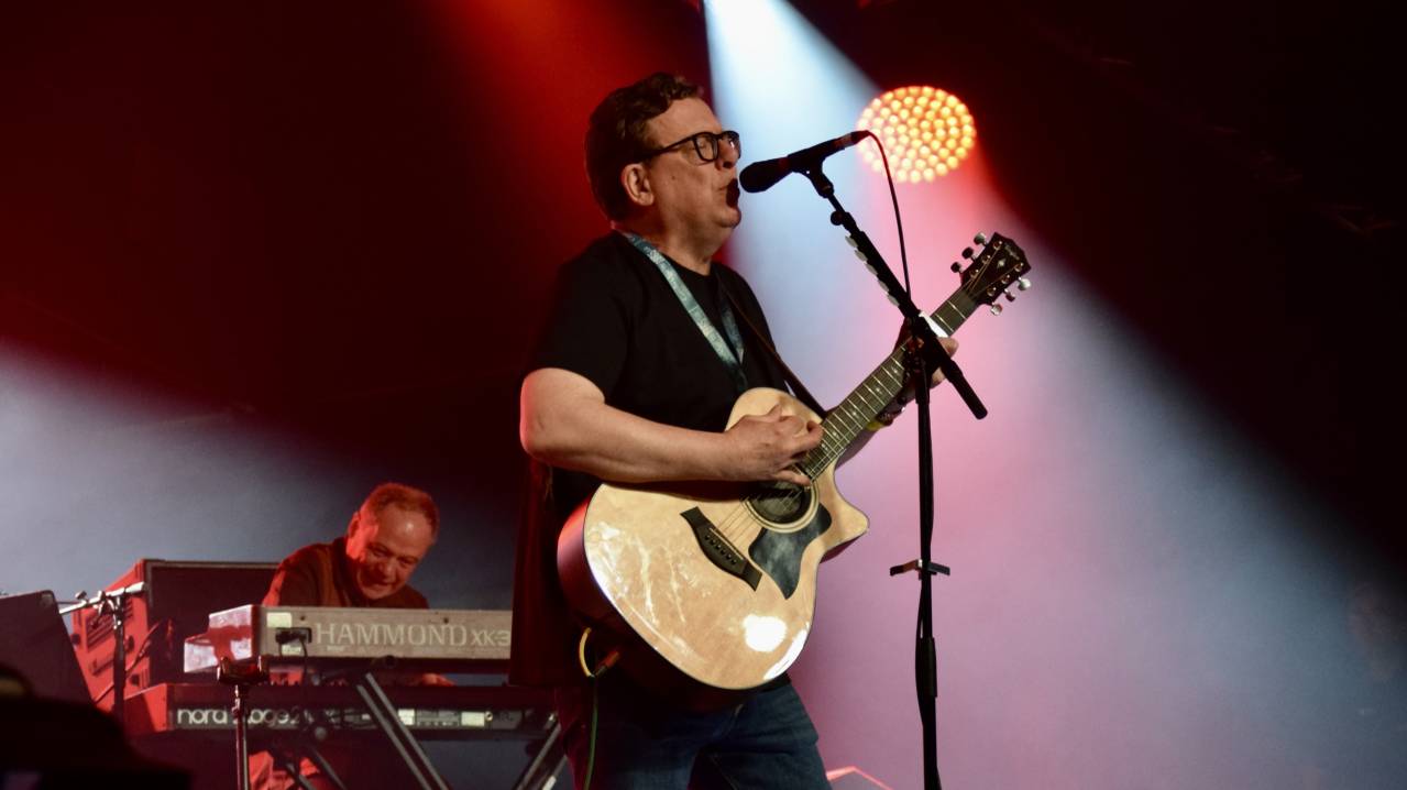 The Proclaimers playing live on stage at The Cambridge Folk Festival
