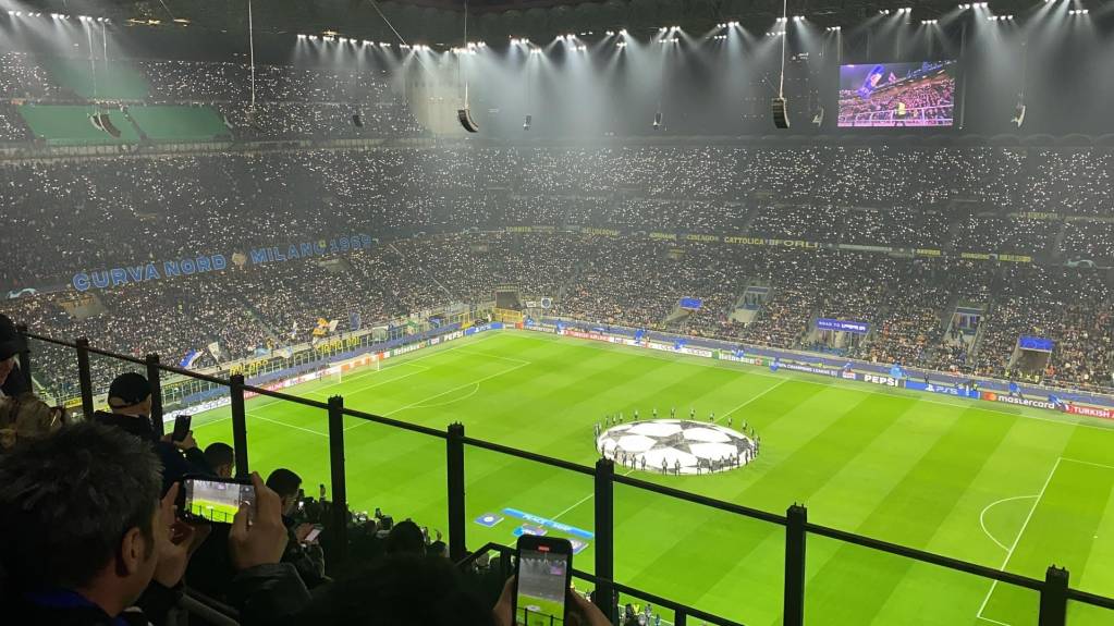 The San Siro before a Champions League game