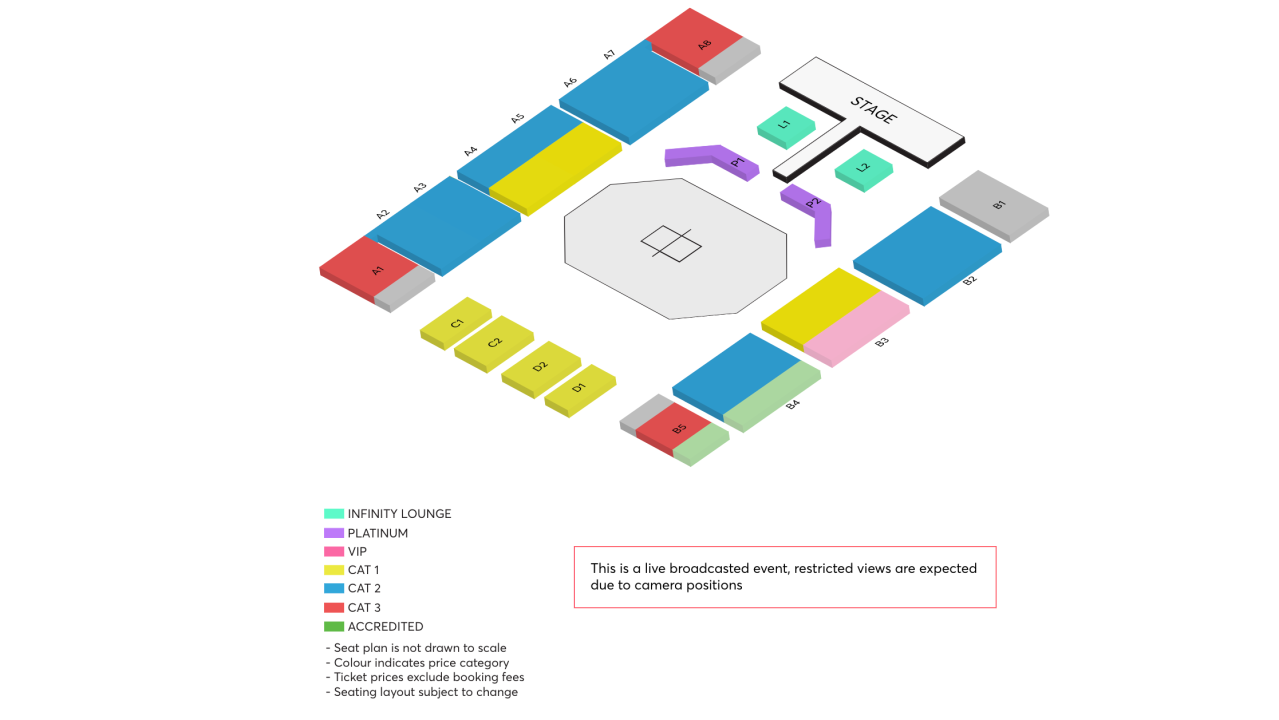 The seating layout for OCBC Arena 1