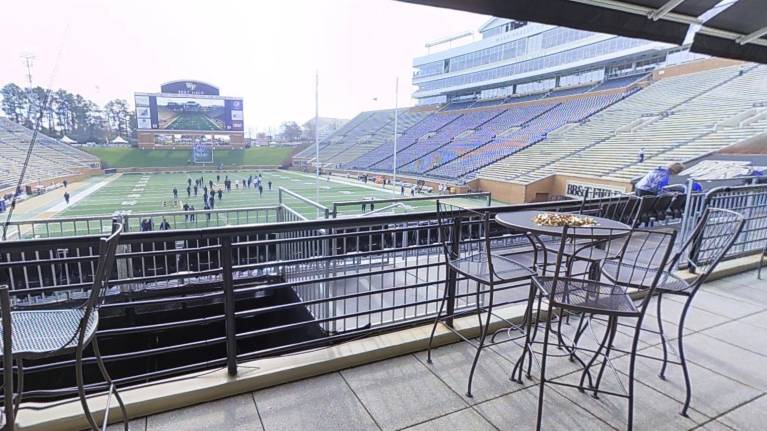 Touchdown Club access includes covered outdoor seating areas