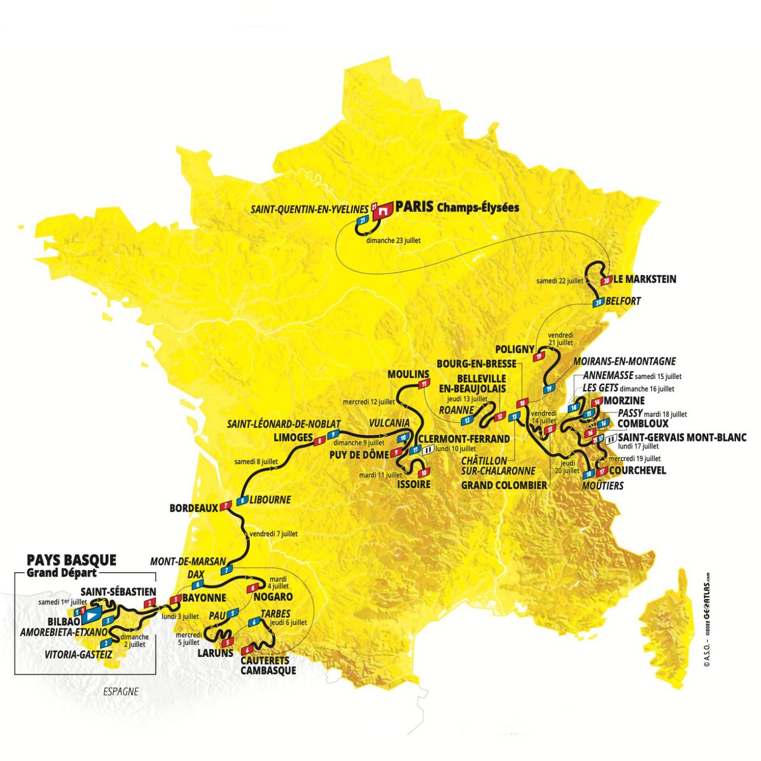 Tour de France Route Map