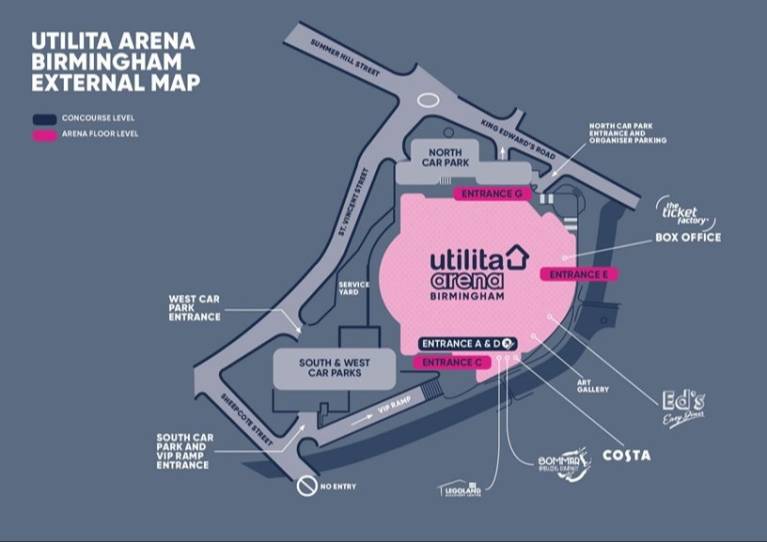 Utilita Arena Birmingham Map