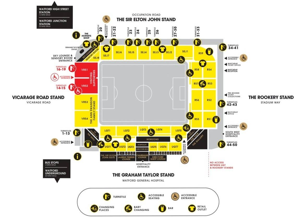 Vicarage Road Stadium Map