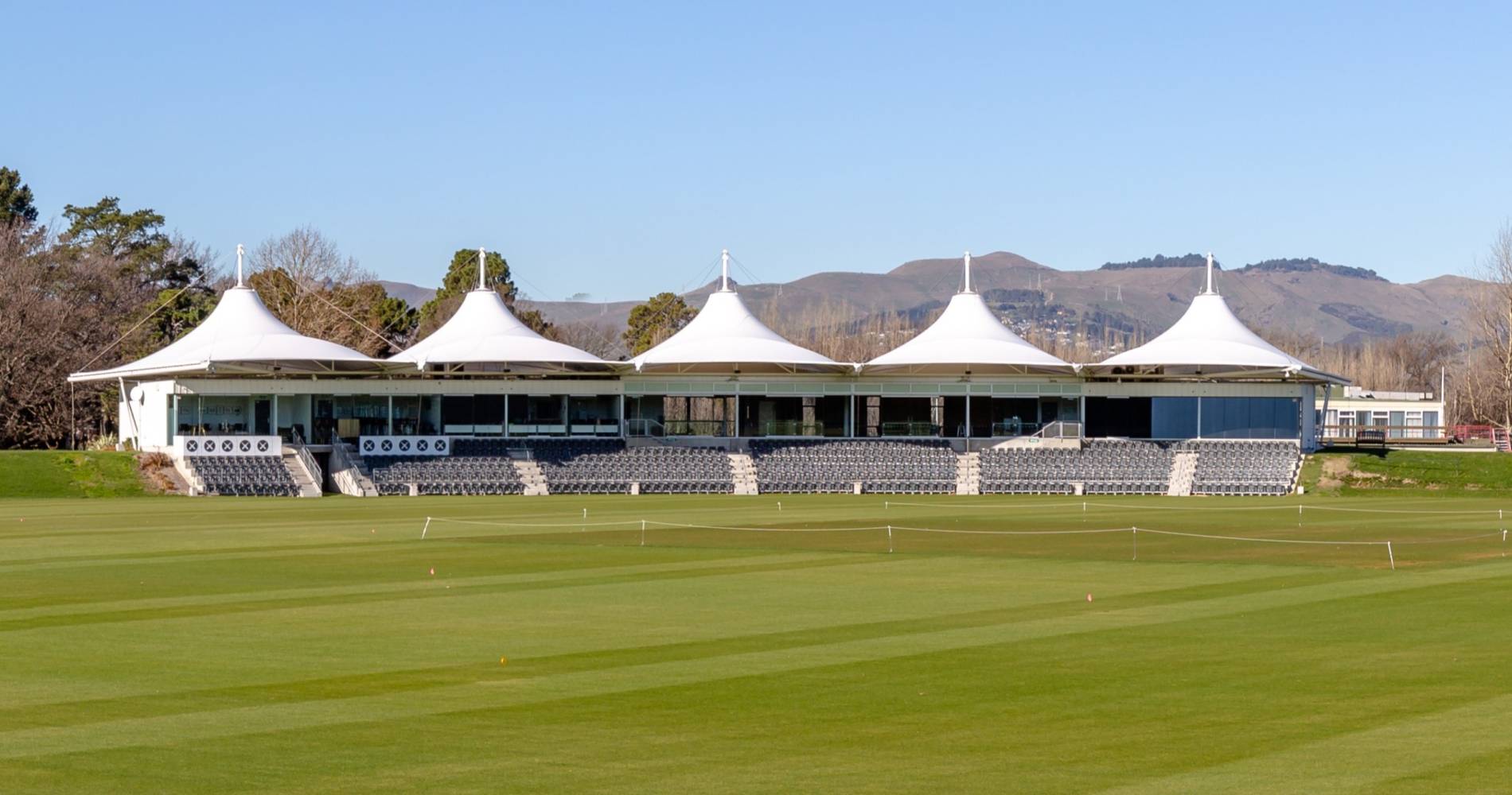 View across the pitch at Hagley Oval