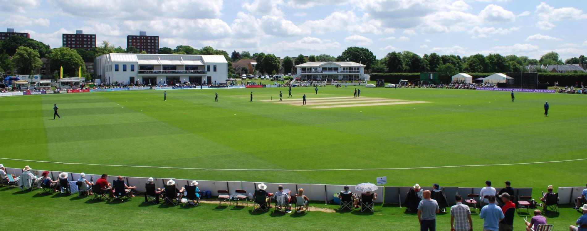 View across the pitch at the County Ground, Beckenham