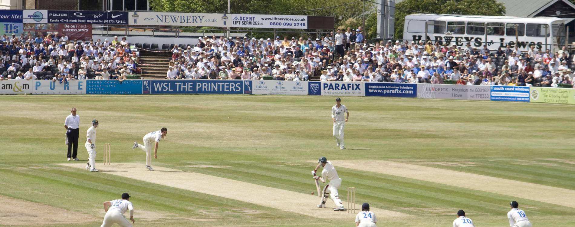 View across the wicket at Hove County Ground