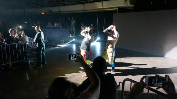View from aisle seats at a WWE show