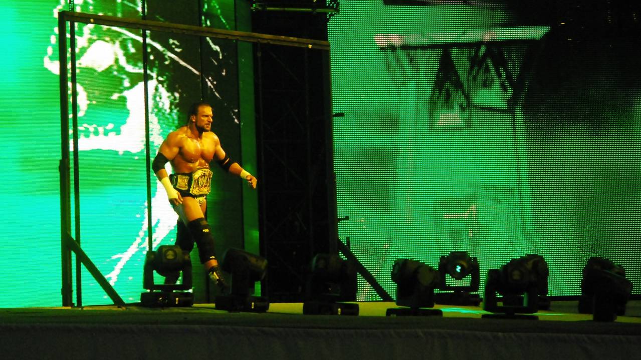 View from close to the aisle at a WWE show