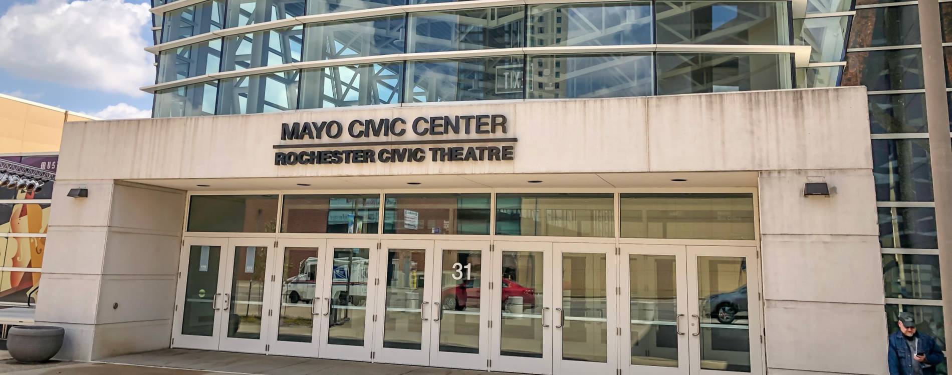 View from outside Mayo Civic Center
