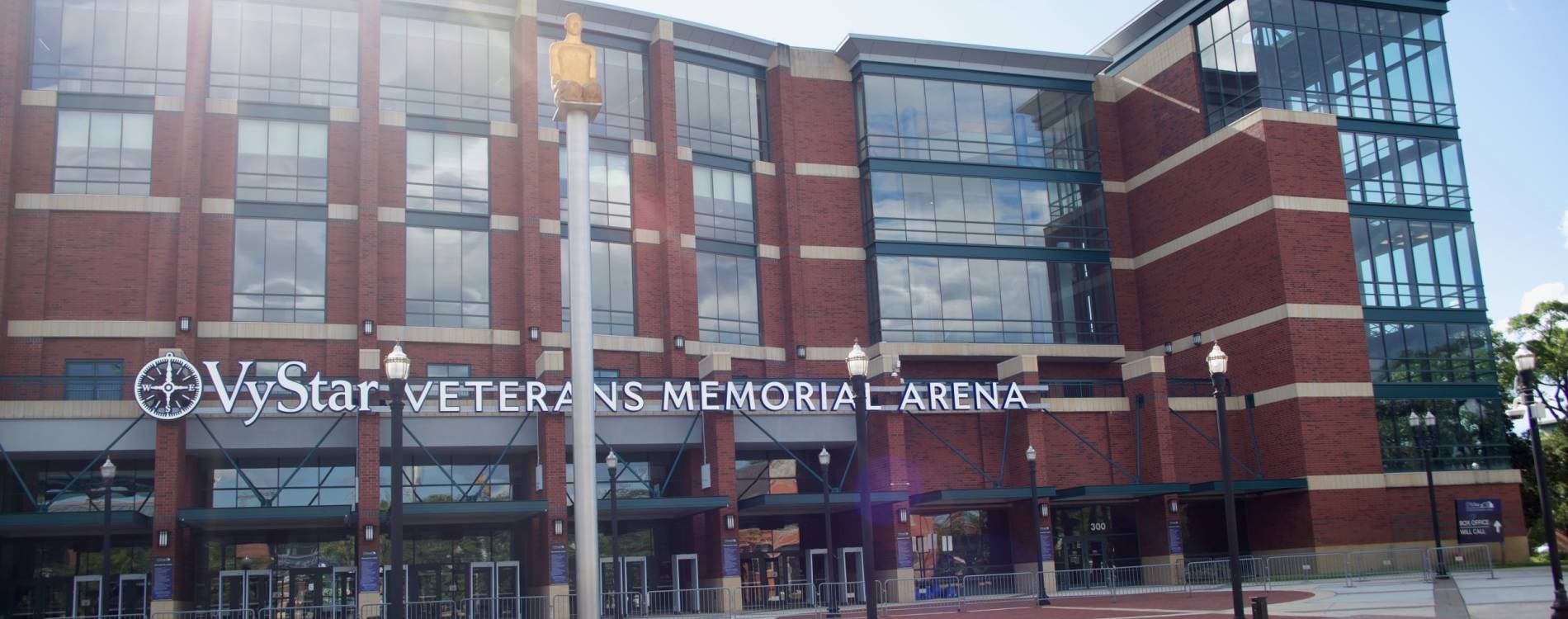 View from outside Vystar Veterans Memorial Arena