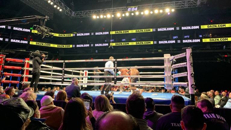 View from ringside at a boxing event