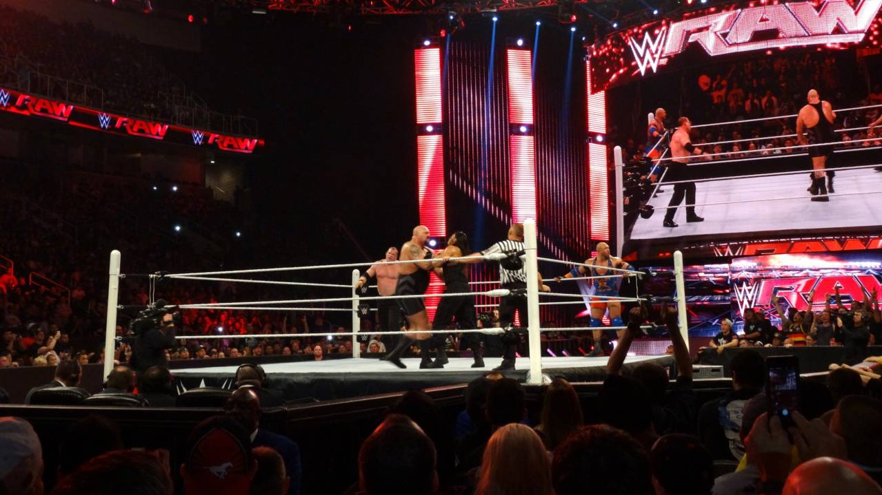 View from ringside at a WWE show