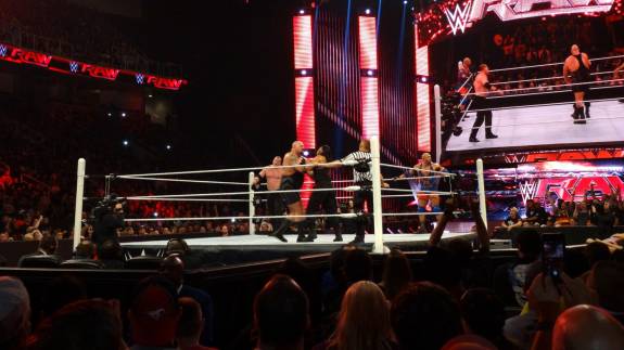 View from ringside at a WWE show