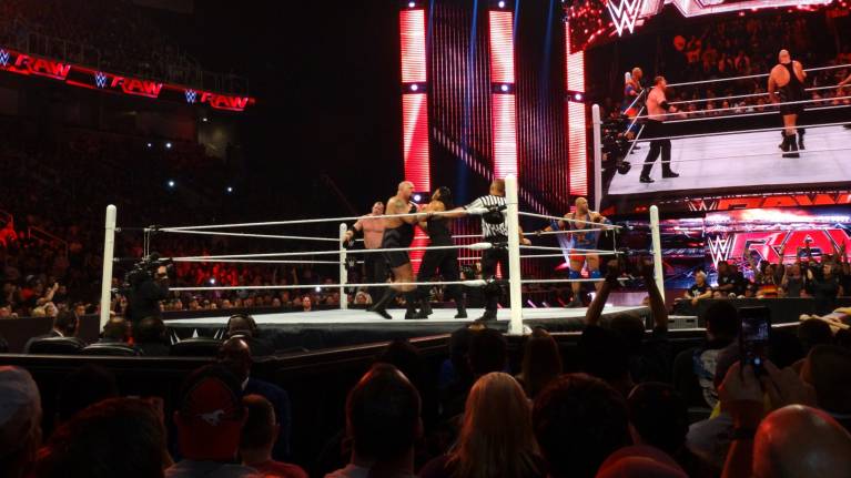 View from ringside at a WWE show